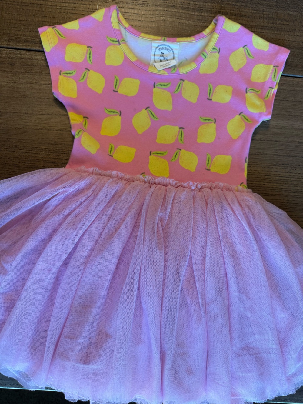 Pink Lemon Print Tulle Skirt Kids Dress